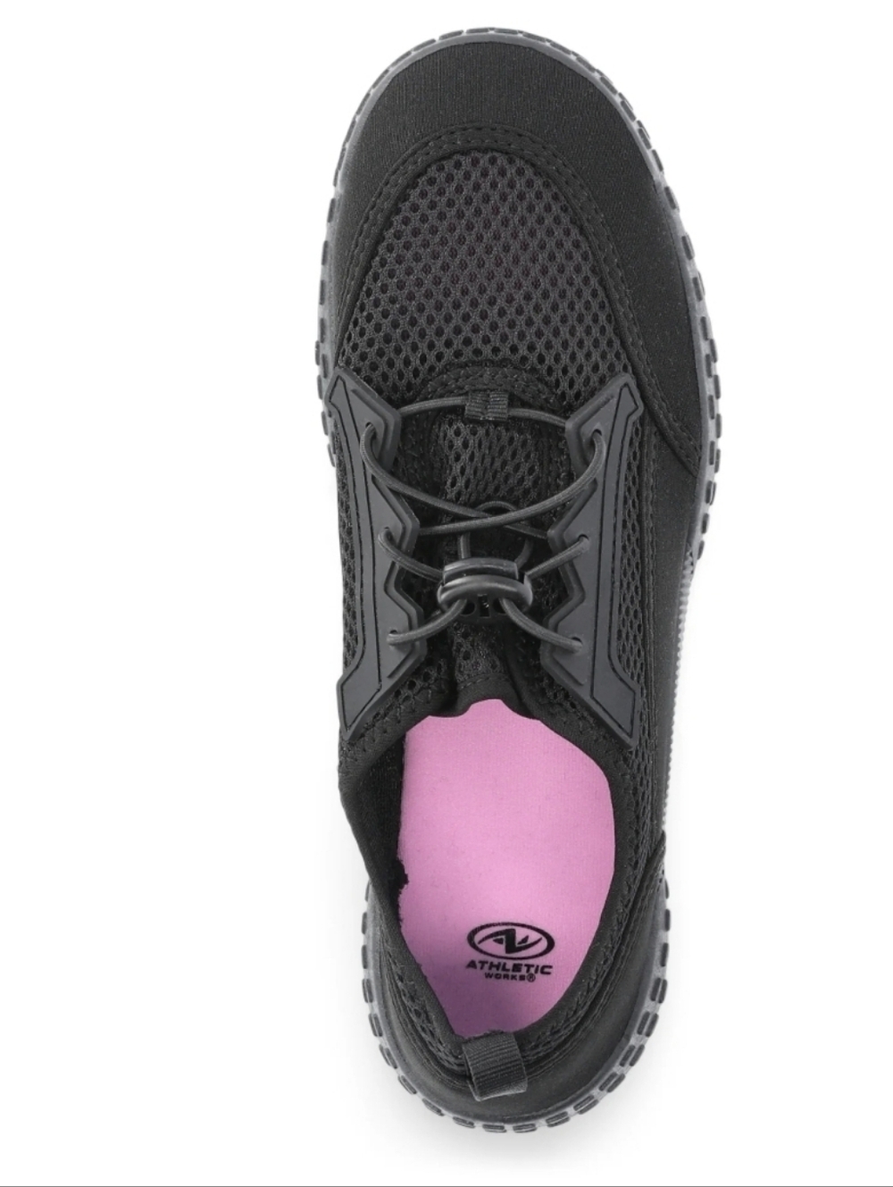 Athletic Works Women’s Black Mesh Slip-On Sneaker with Pink Insole.     T5